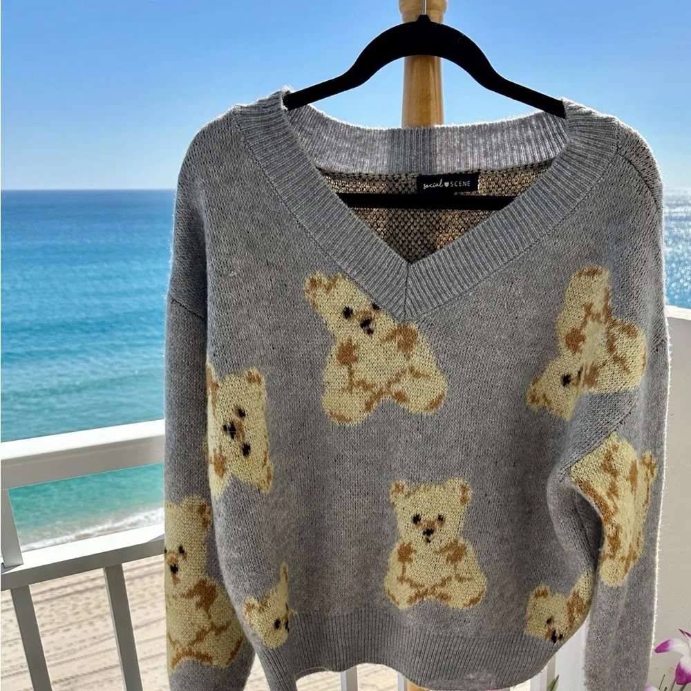 Gray Teddy Bear Sweater - Picture 3 of 9